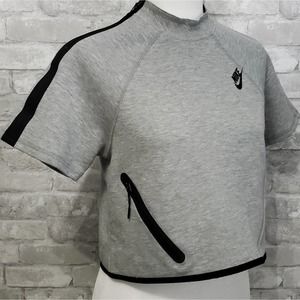 NIKE Crop, Raw Mock Neck, Shoulder Zip Top, Women's: Small, $35